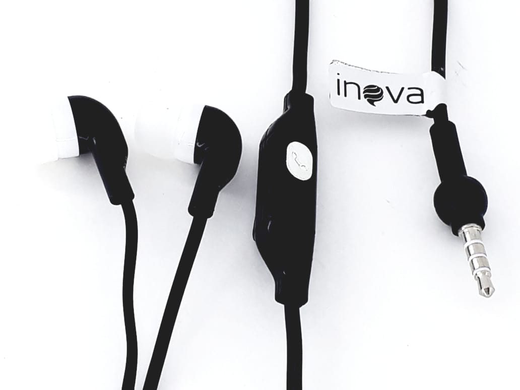 Kit com 2 peças Fone de ouvido preto com microfone para celular Inova