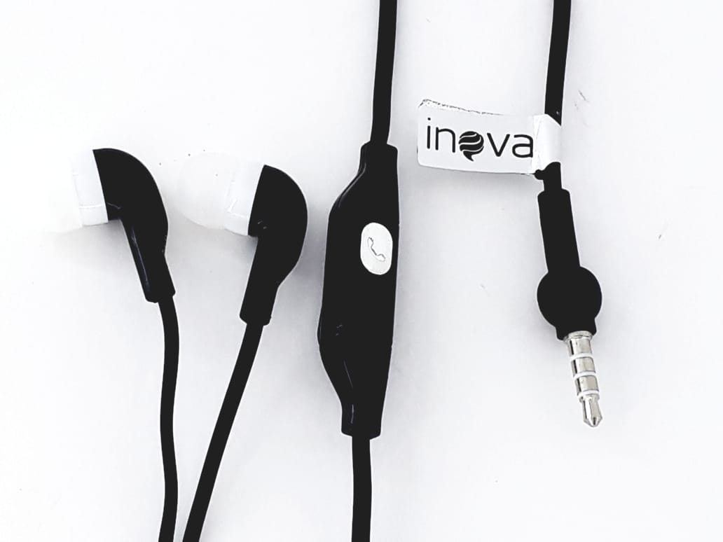 Kit com 2 peças Fone de ouvido preto com microfone para celular Inova
