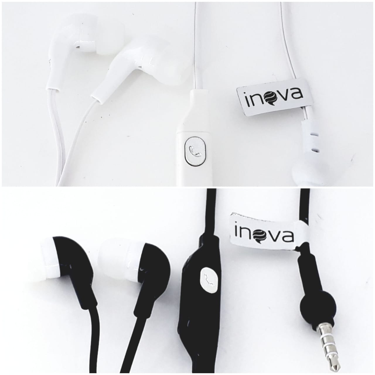Kit com 2 peças Fone de ouvido preto e branco com microfone celular Inova