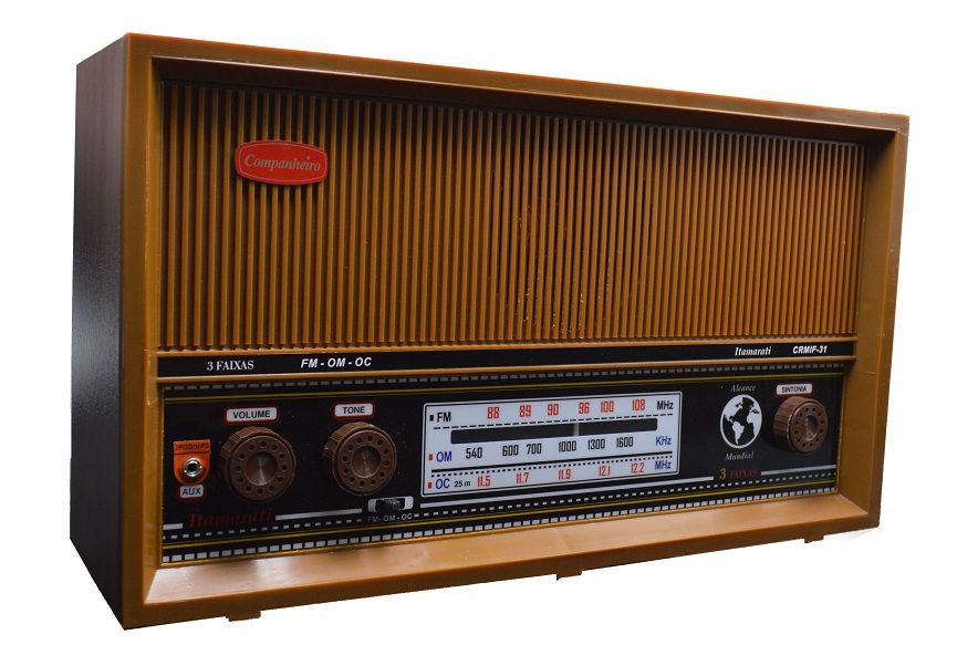 Rádio antigo retrô Gabinete Madeira Companheiro Itamarati