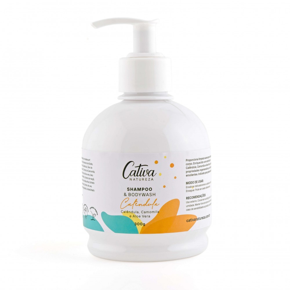 Shampoo e Body Wash Calêndula e Camomila Cativa Natureza - 315ml