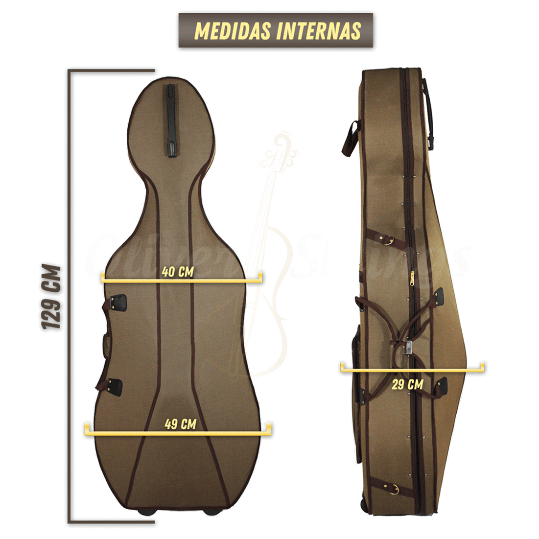 Estojo Case Cello Violoncelo 4/4 Orquezz Térmico Luxo marrom