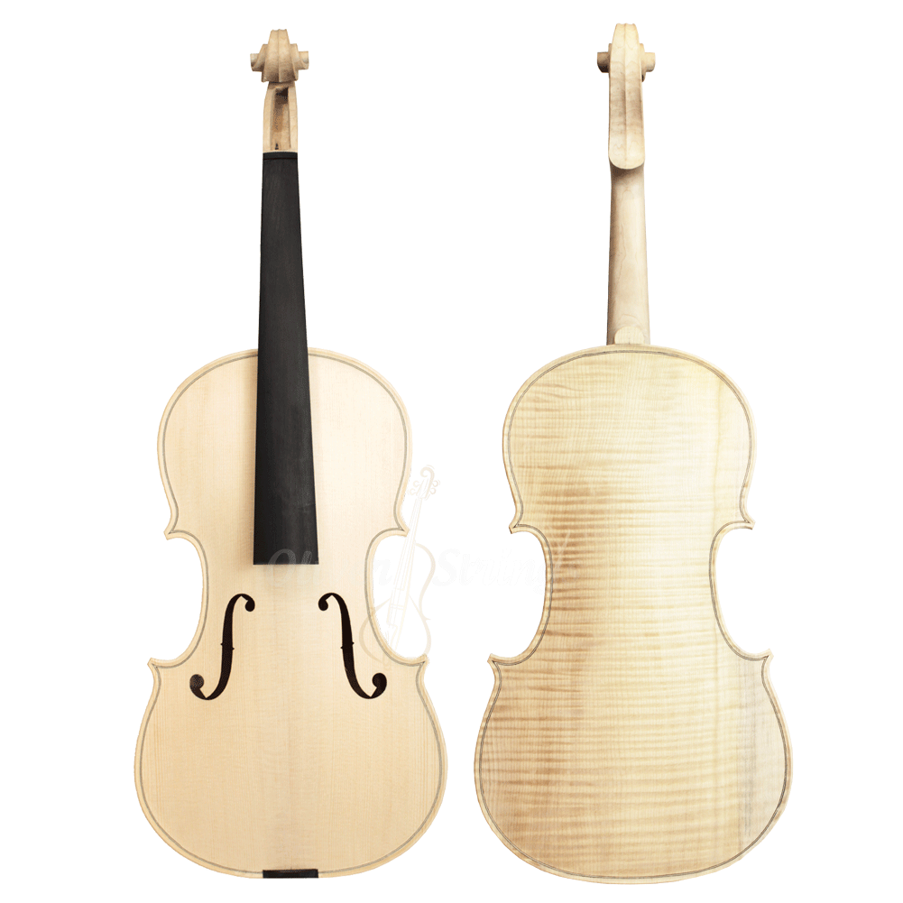 Violino Artesanal com Fundo Inteiro Modelo Strad Branco Inacabado 4/4