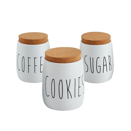 Conjunto Kit de Potes Porta Condimentos Café Açúcar e Cookie