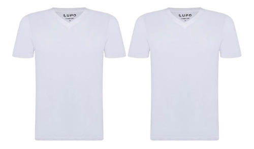 Kit 2 Camiseta Lupo Branca Básica Algodão Elastano 70676-001
