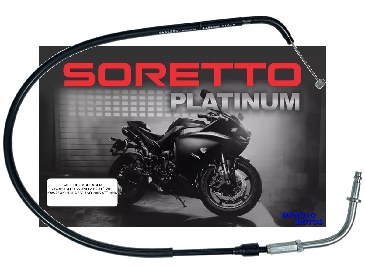 Cabo Soretto Platinum embreagem ER6N 2012-2017, Ninja 650 2005-2016  - Manolo Motos