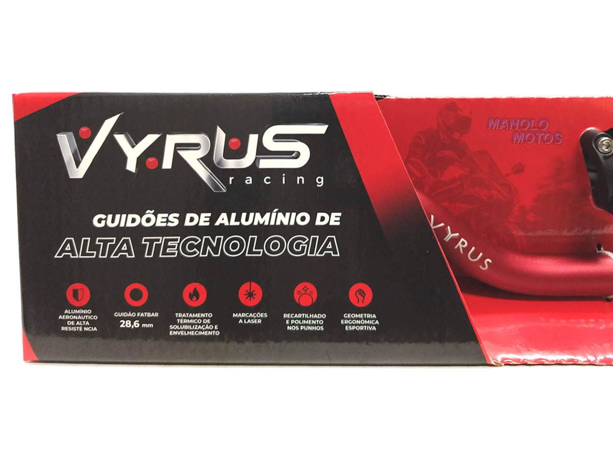 Guidão Vyrus Fat Bar [Alto] + Adaptador Bros/XRE/Lander/Tenere/Xtz  - Manolo Motos