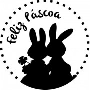 546 - Carimbo Páscoa - Tag grande coelhos no círculo