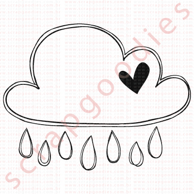 550 - Nuvem chuva com coração  - SCRAP GOODIES