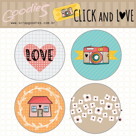 Buttons Click & Love modelo 1  - SCRAP GOODIES
