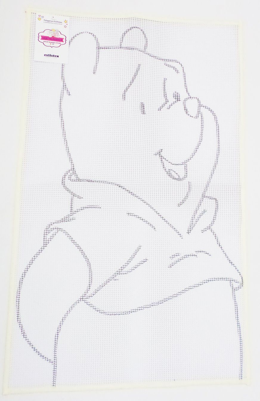 Tela Talagarça Desenhada Ursinho Pooh - 0,52 x 0,88cm