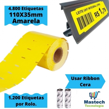 Kit de Etiquetas GONDOLA 110X35mm Amarela (Etiqueta+ribbon)