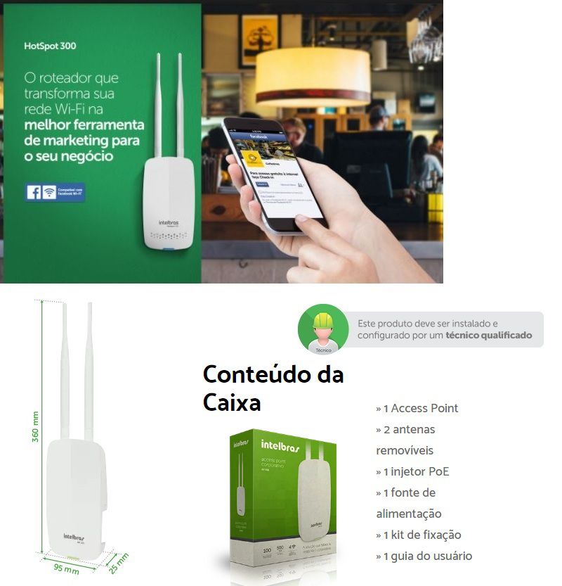 Roteador Intelbras Hotspot 300 Wifi Com Check-in Facebook