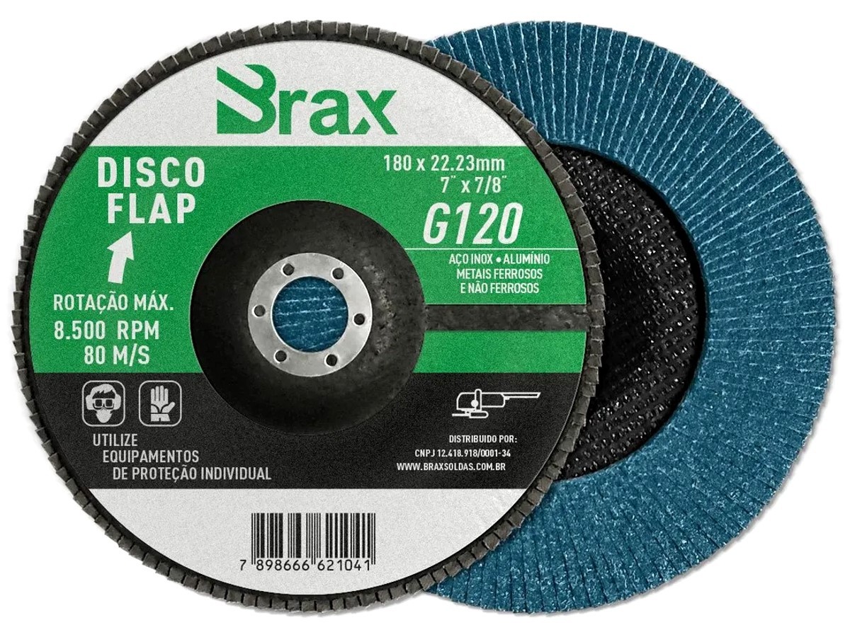 Disco Flap de Zircônio de 7" X 7/8" 180x22,23mm Grão 120 - Brax
