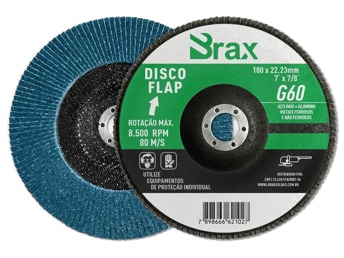 Disco Flap de Zircônio de 7" X 7/8" 180x22,23mm Grão 60 - Brax