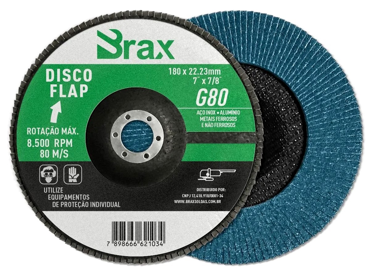 Disco Flap de Zircônio de 7" X 7/8" 180x22,23mm Grão 80 - Brax