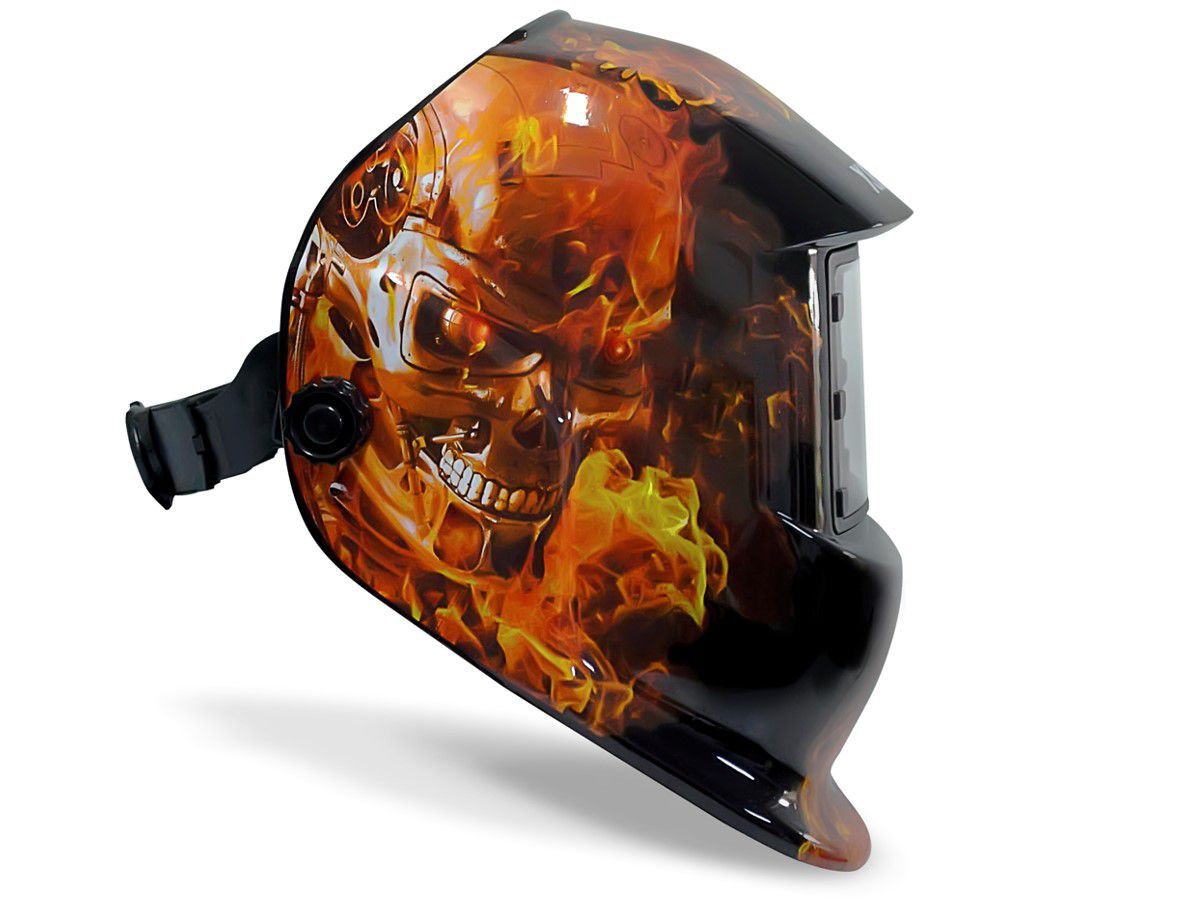 Kit 2 Máscara De Solda Automática Com Regulagem DIN 9 a 13 Customizada Exterminador - Brax