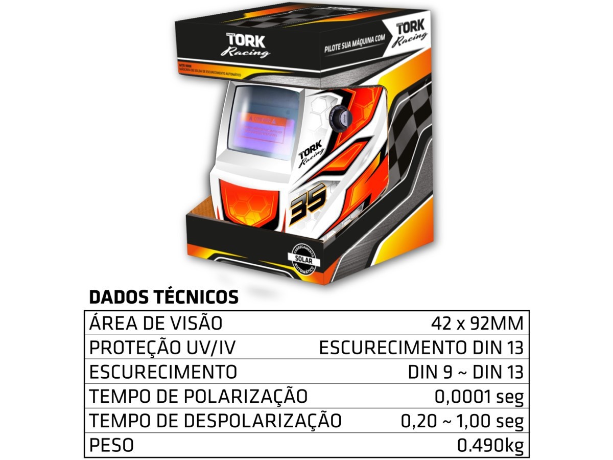 Kit 2 Máscara De Solda Automática Com Regulagem Super Tork Racing 35 Tork