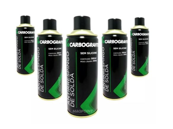 Kit com 5 Anti Respingo em Spray Aerossol Sem Silicone - 300mL - CARBOGRAFITE
