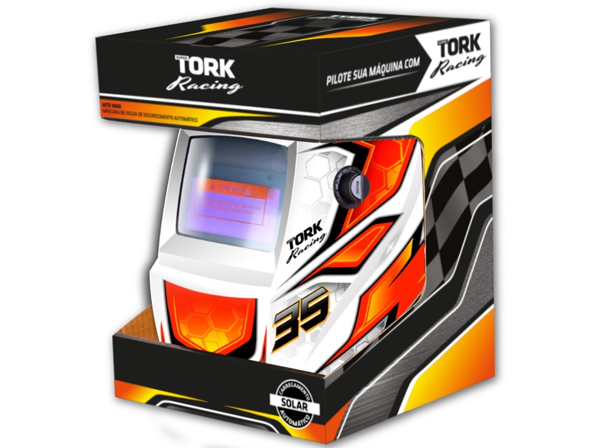 Kit Máscara De Solda Automática Com Regulagem Super Tork Racing 35 Tork + 5 Lente de Proteção