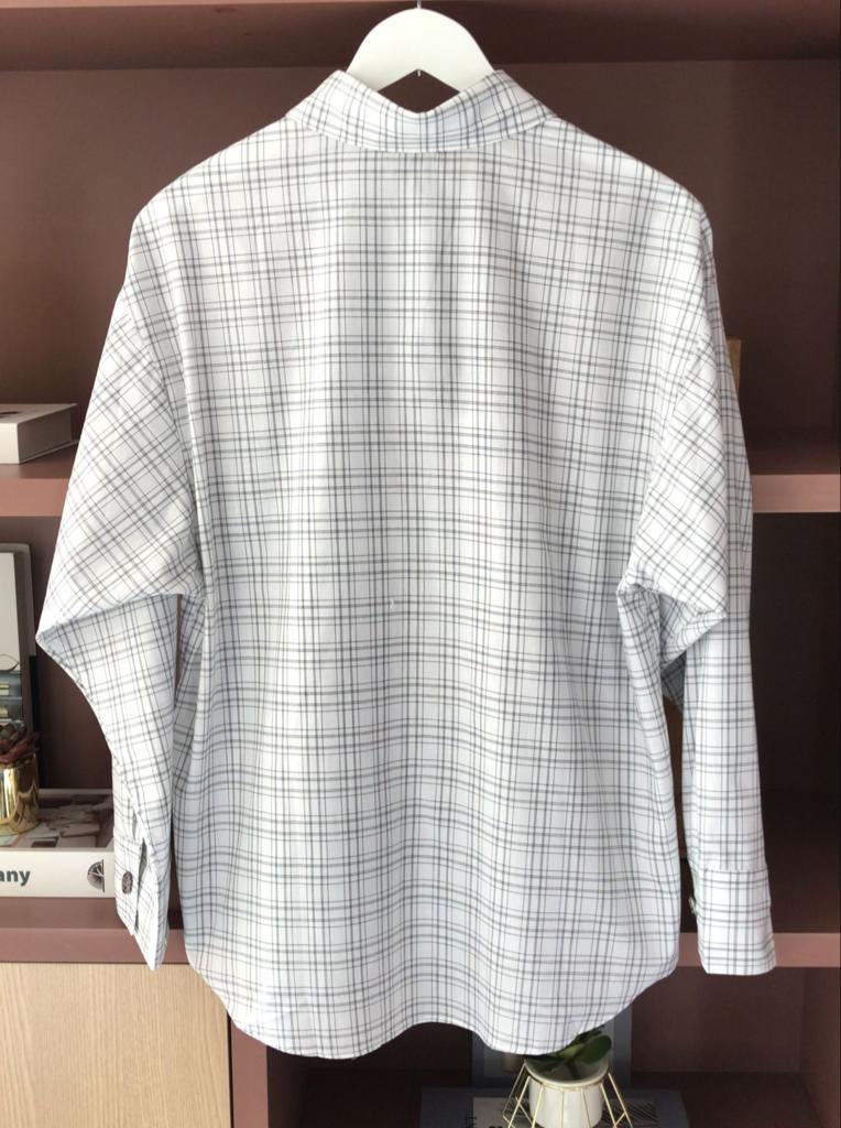 Camisa Vivian Xadrez Cotton Check Detalhe Botões 100% Algodão