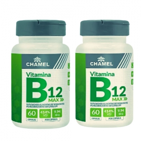 Vitamina B12 Max - 2 Frascos  60 cápsulas (Metilcobalamina) - Chamel