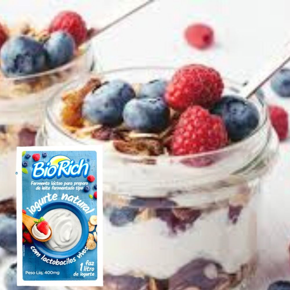 Bio Rich® Fermento Lácteo 2 Cartelas c/ 3 Sachês para fazer iogurte natural (total: 6 sachês)