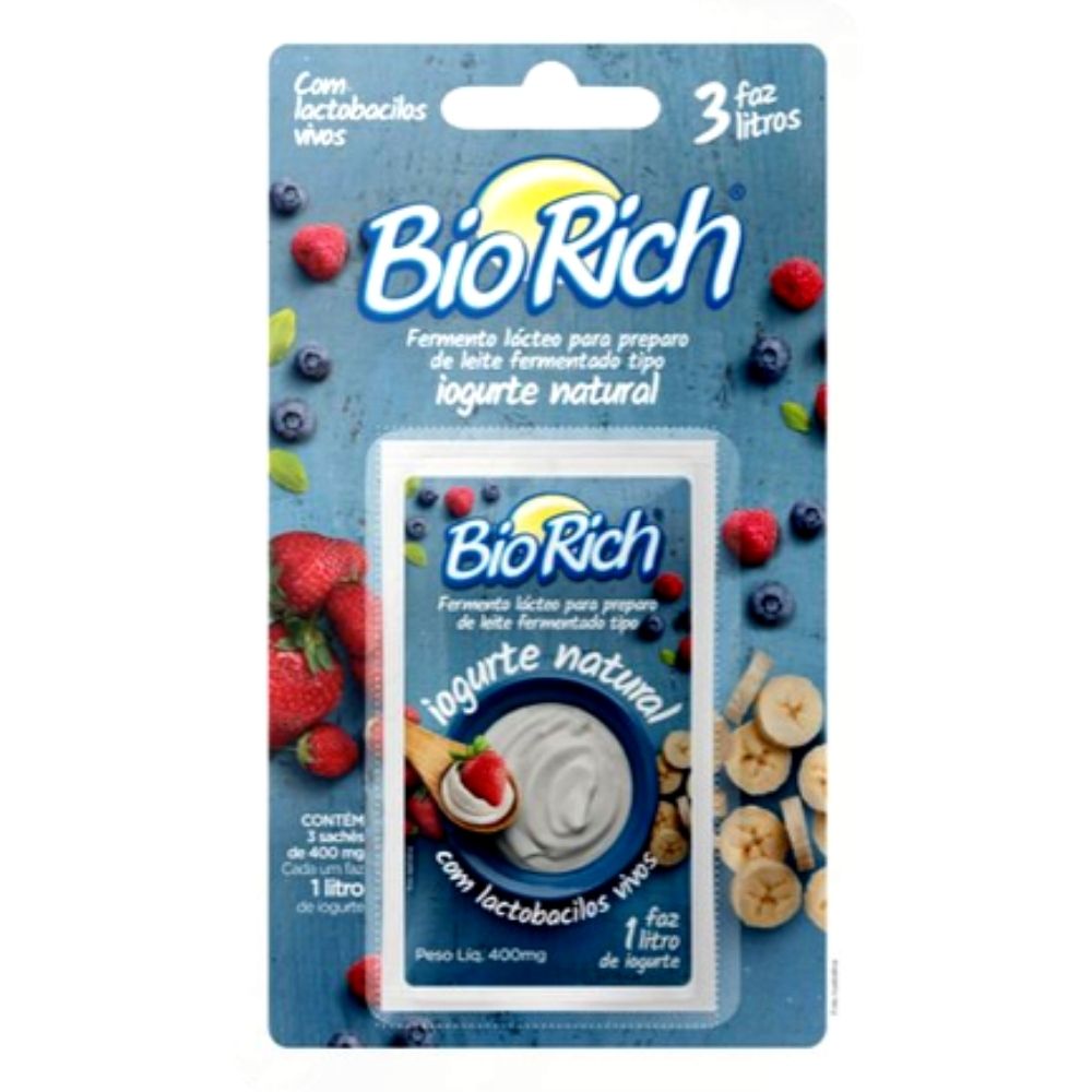 Bio Rich®  Fermento Lácteo 6 cartelas com  3 Sachês  (total 18 sachês)