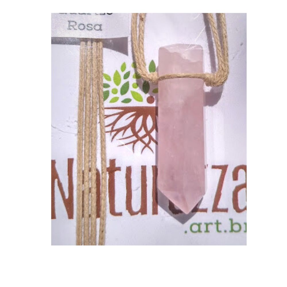 Colar de Quartzo Rosa  c/ cordão de algodão ( Perfumeira p/ Aromaterapia ou  Difusor Pessoal)