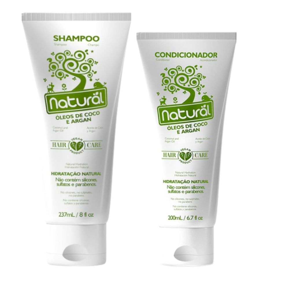 Kit Shampoo + Condicionador, com Óleos de Coco e Argan - Orgânico Natural