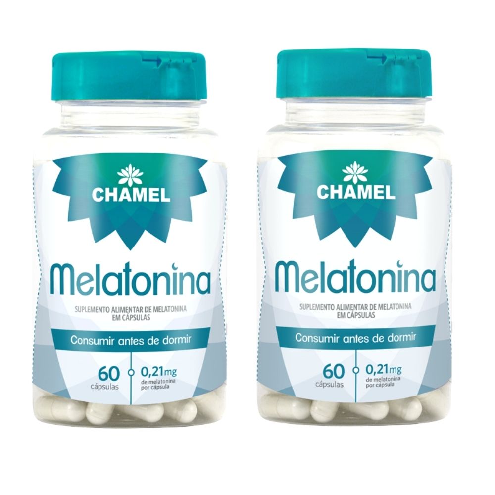 Melatonina  - 2 Frascos com  60 cápsulas - 0,21mg  - Chamel