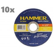 10 Unidades Disco de Corte Fino 115mm x 1mm Aço Inox DI-1000 Hammer