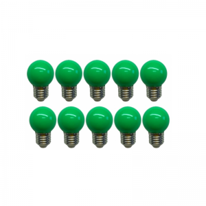 10 lampadas Led Bolinha G45 3W Verde 127V Galaxy