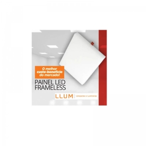 Plafon Led Frameless Embutir/Sobrepor Quadrado 16w 6500k 1600 Lumens LLUM
