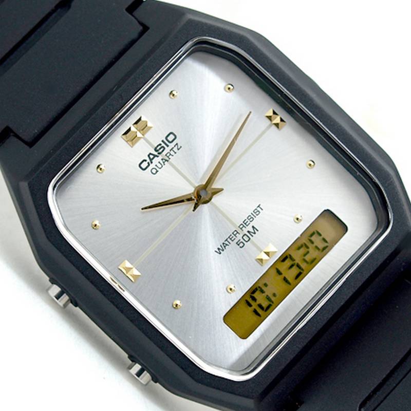 AW-48HE-7aV Relógio Masculino Casio Anadigi Fundo Branco/Prata  - E-Presentes