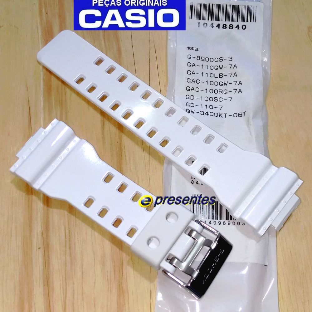 Pulseira + Bezel Casio G-Shock GD-100sc-7 Branco Brilhante Verniz  - E-Presentes