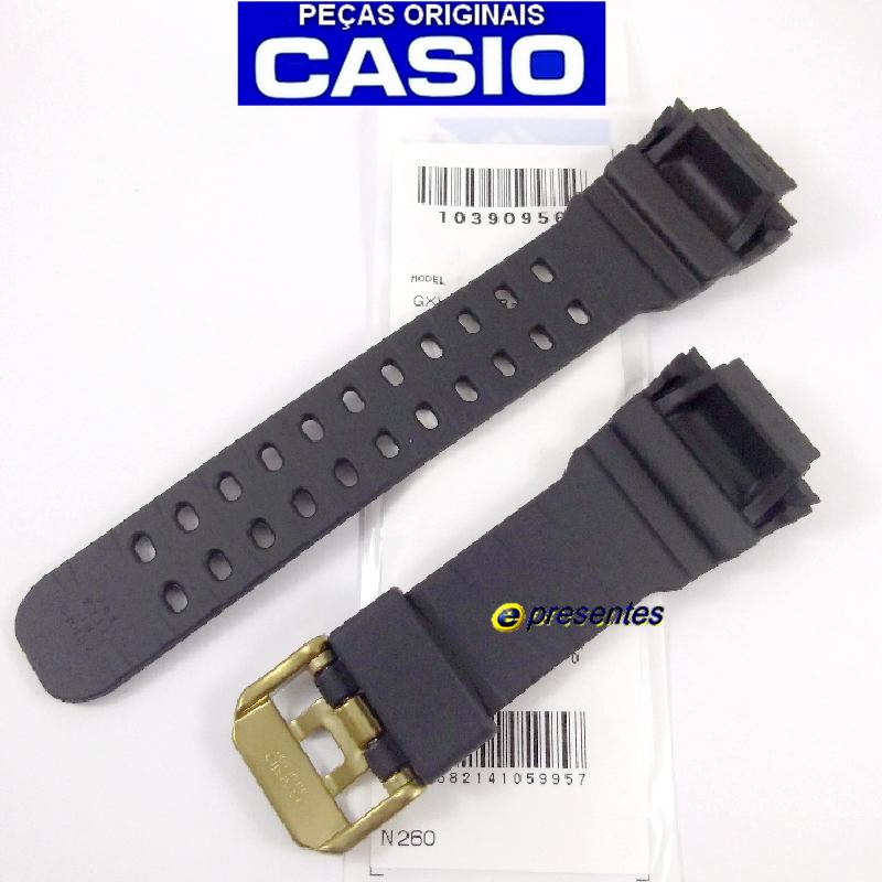 Pulseira Casio G-shock GWX-56GB-1 Resina Preto Fosco Fivela Dourada  - E-Presentes