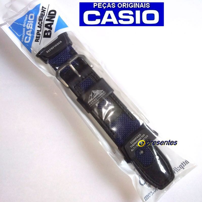 Pulseira Casio Pathfinder PAG-240B-2 tecido e Couro * - E-Presentes