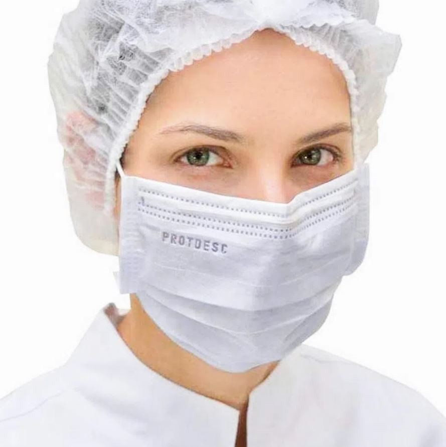 Máscara Tripla Proteção Bacteriana Descartável ProtDesc BRANCA - Caixa 50un