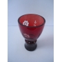 Antigo Vaso Cristal Lapidado Vermelho Rubi