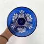 Antiga Taça Cristal Tcheco Bohemia Azul Lapidada 26cm