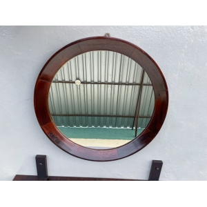 Antigo Aparador De Parede Espelho Redondo Jacaranda Design Anos 60