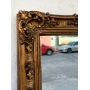 Antigo Espelho Bisotado Folheado Ouro Retangular