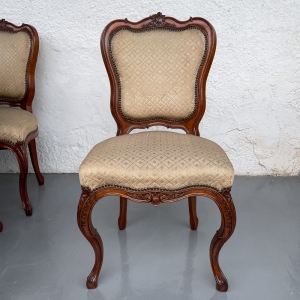 Conjunto 10 Cadeira Antiga Luis XV Madeira Nobre