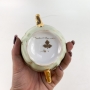 Conjunto De Café Porcelana Verde E Ouro Pintado A Mao