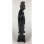 Escultura Antiga Oriental Gueixa Em Madeira 38cm