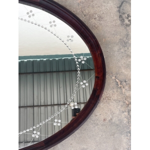 Espelho Antigo Oval Jacaranda Anos 60 Lapidado