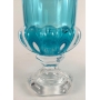 Lindo Vaso De Cristal Azul Turquesa 26cm