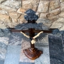 Magnifico Cristo Crucifixo De Pousar Antigo Jacaranda E Prata De Lei