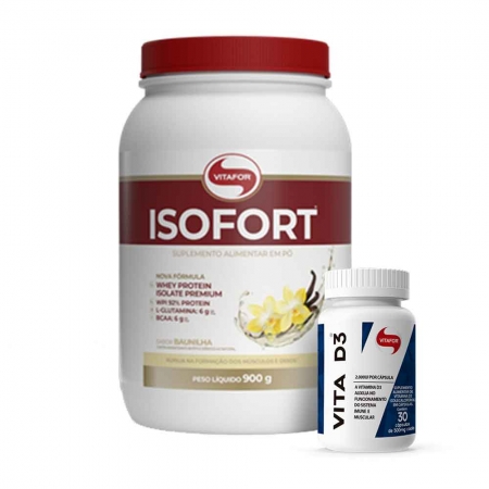 Isofort Baunilha 900g e Vitamina D 30 Caps - Vitafor